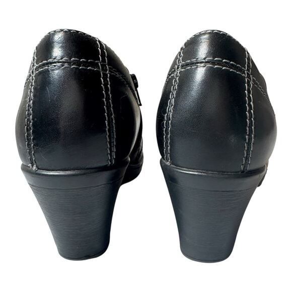 Clarks Leather Ankle Boot Block Heel Bootie Shooty 10 Black Zip Comfort Corpcore - Picture 4 of 14